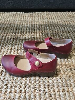 Dansko Burgundy Mary Jane Clog Heels